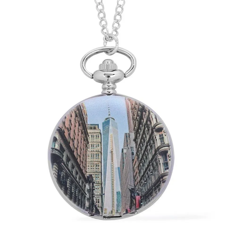 STRADA Statue World Trade Cente Pattern Pocket Watch Women's 31
